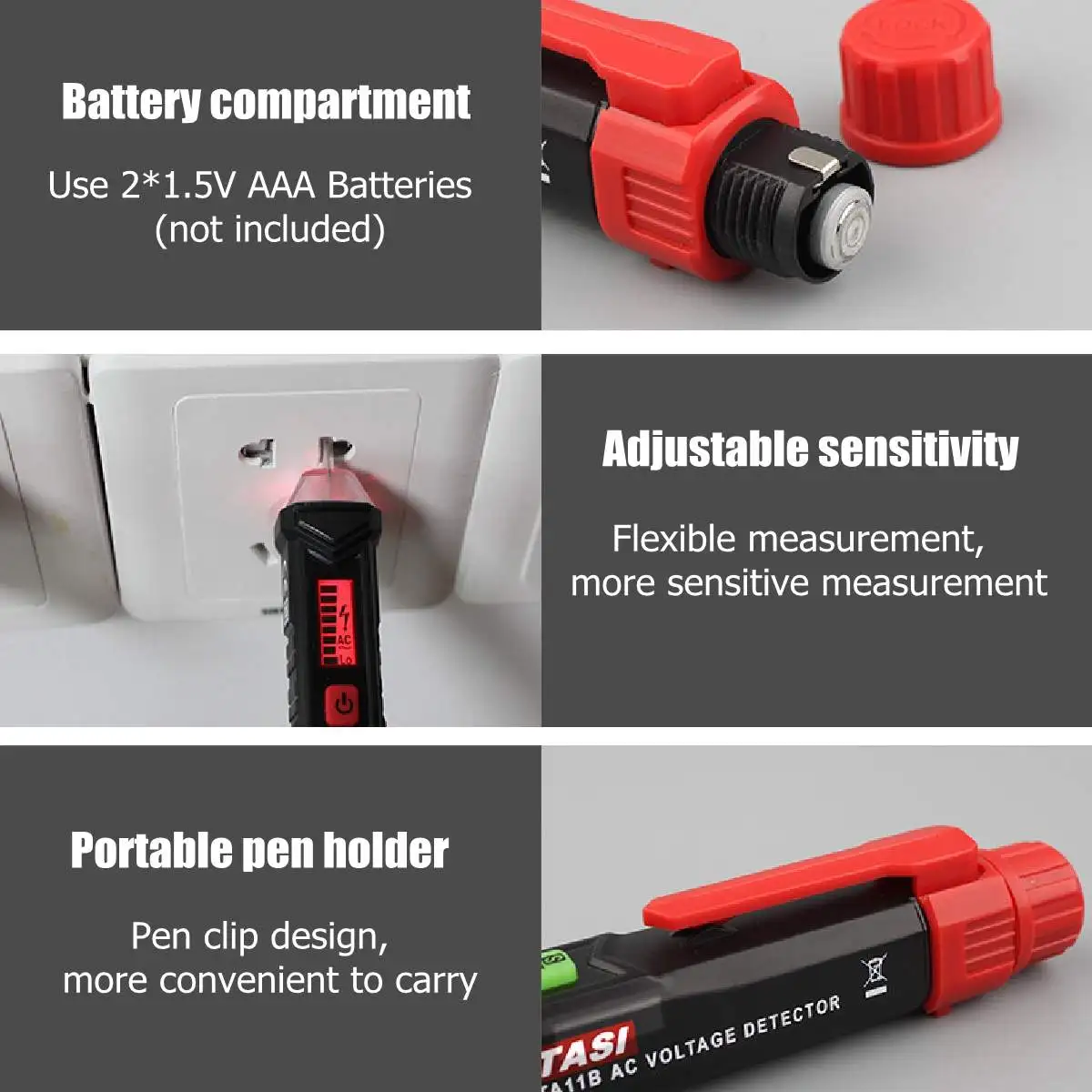 ZEAST AC/DC Digital Display Multi-function Induction Test Pencil Sound/Light Alarm AC / 12~1000V Non-Contact Voltage Detector