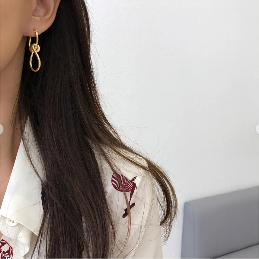 

Amaiyllis 1pc 925 Sterling Silver simple Geometric Dangle Earrings Personality Circle Winding Earring For Women Jewelry