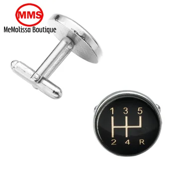 

MeMolissa Gear Stick Cufflinks Silver plated Car Transmission Cuff links for men and for women Accessories cars gear shift Shirt