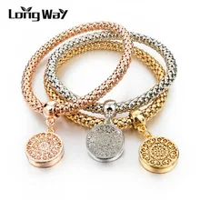 2017 New Fashion Bracelets Bangles Jewelry Gold Silver Plated Chain Bracelet Round Hollow Charm Bracelets For Women SBR140339