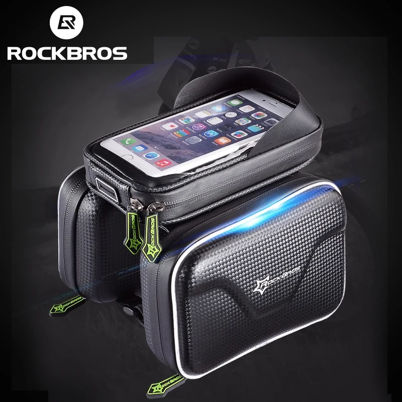 

ROCKBROS Bicycle Front Tube Frame Bag Waterproof MTB Bike Bicycle Touchscreen Phone Bags For 5.8/6.0 inch bicycle Accessories