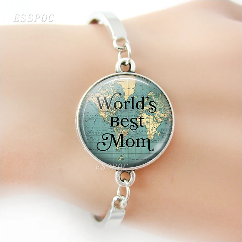Подарок на день матери браслет с надписью Best Bonus Mom модные аксессуары стеклянный