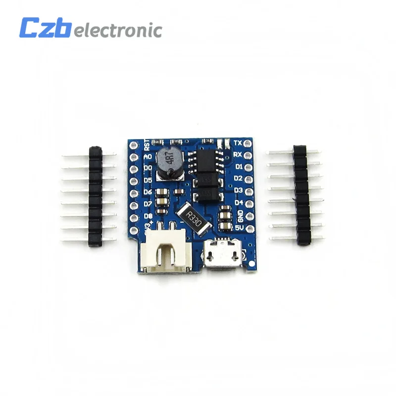 HX12A024 Free Shipping Battery Shield For Wemos D1 Mini USB Single Lithium Battery Charging Boost Module With Pins LED Indicator 5V DC (1)