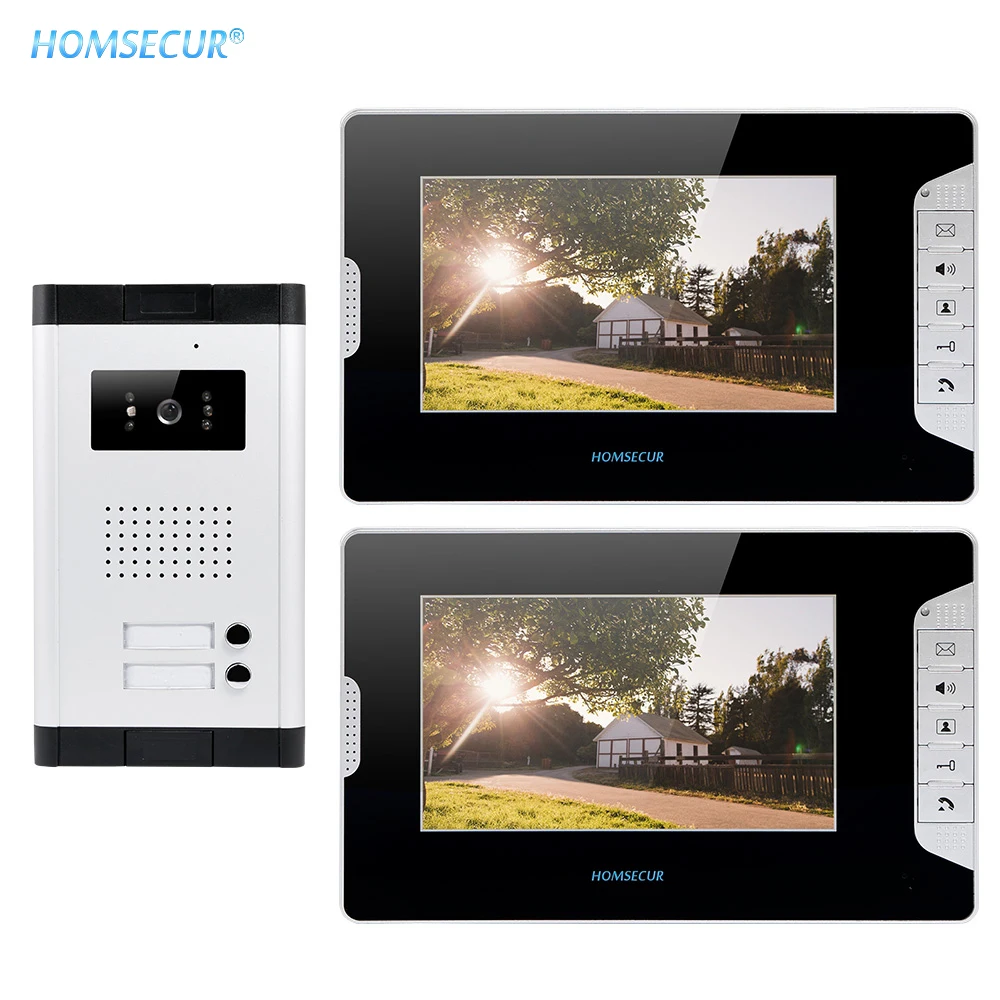 HOMSECUR 2 Units Apartment Wired Video Door Phone 7\ Fashionable Monitor 700TVL Camera XC061-2 + XM703-B HOMSECUR 2 Units Apartment Wired Video Door Phone 7\ Fashionable Monitor 700TVL Camera XC061-2 + XM703-B