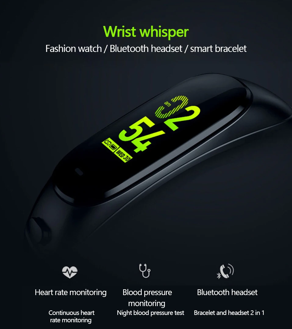 Smart band V08 Smart Watch Bracelet Waterproof Earphone Sensor Fitness Tracker Heart Rate Test  Smart Talk Band For Android ios (18)