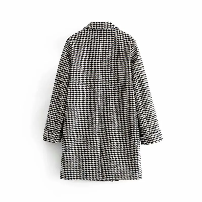 Côté Breasted 2018 Survêtement Ultérieure Double Longues Manteaux Nouvelle Rouleau Date Long Manches Pardessus Casual Femelle Mode Plaid De Lâche nIPqqx06