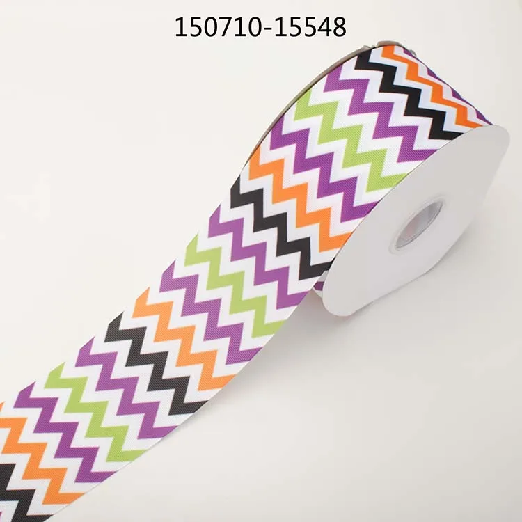 Новинка 50Y" 75 мм лента для Хэллоуина узор напечатанный grosgrain лента DIY - Цвет: 150710  15548