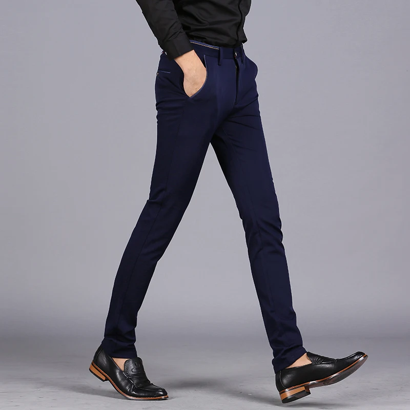 Preise 2019 frühling Nicht Eisen Kleid Männer Klassische Hosen Mode Business Chino Hose Männlichen Stretch Slim Fit Elastische Lange Casual schwarz Hosen