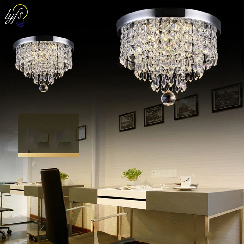 

Crystal Chandeliers Light Modern Decor Flush Mount Fixture With Crystal Ceiling Lamp For Hallway, Bar, Kitchen, Dining room