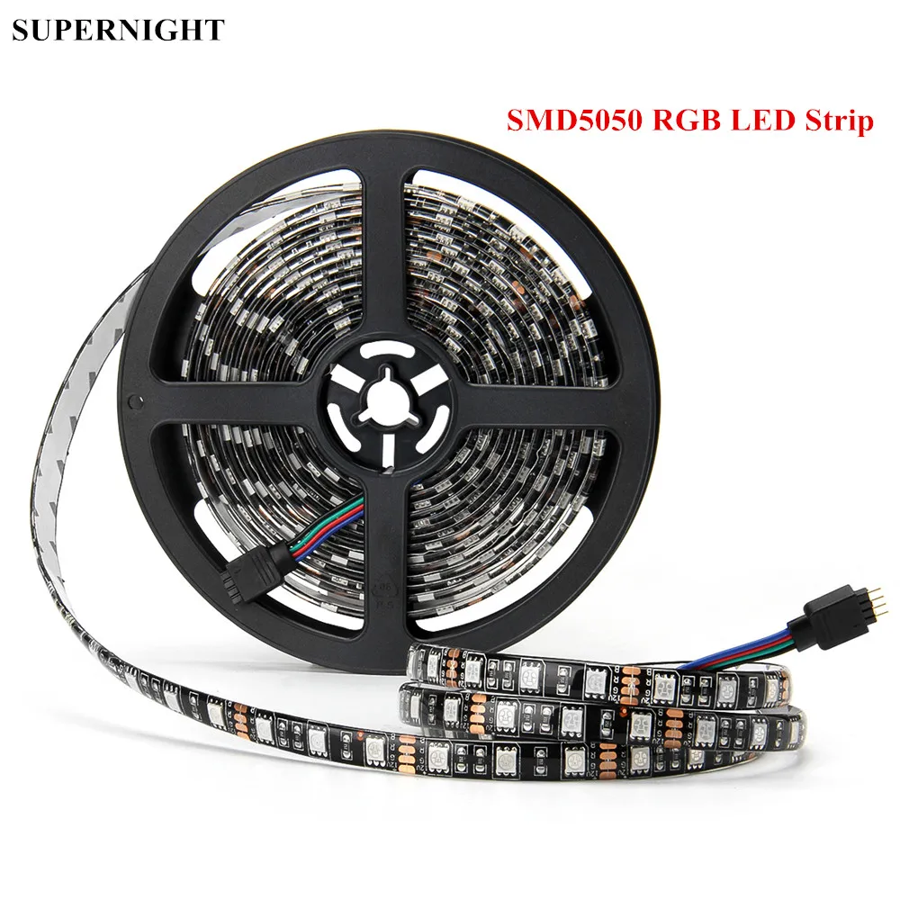 

SuperNight 5050 SMD RGB 300 LED Strip Light 5M 60LEDs/m DC 12V Waterproof IP65 Flexible Ribbon Tape Lamp Band Brighter than 3528