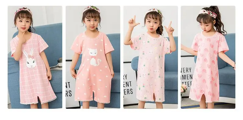 Новинка, детская одежда, пижамы для маленьких девочек, хлопковая ночная рубашка принцессы, Детская домашняя одежда, одежда для сна для девочек