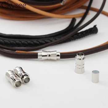 

Ckysee 10pcs/lot Magnetic Clasps Hooks 6mm Hole Round Leather Cord Barrel Shape Copper Metal Magnetic Clasps Hooks