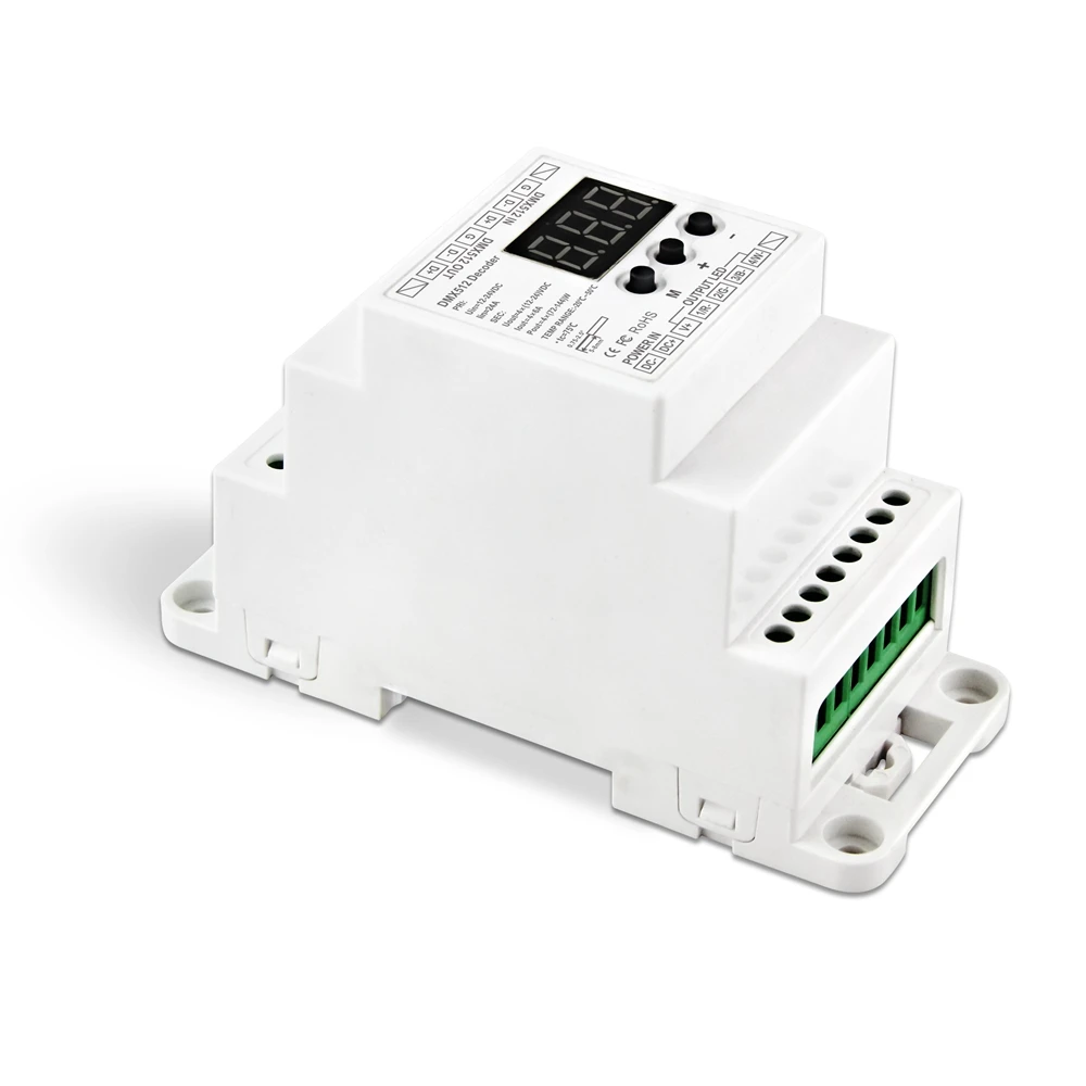 BC-834-DIN din-рейка 4CH постоянное напряжение DMX512/1990 Декодер контроллер DC12-24V вход 6A* 4CH выход для светодиодной ленты свет лампы