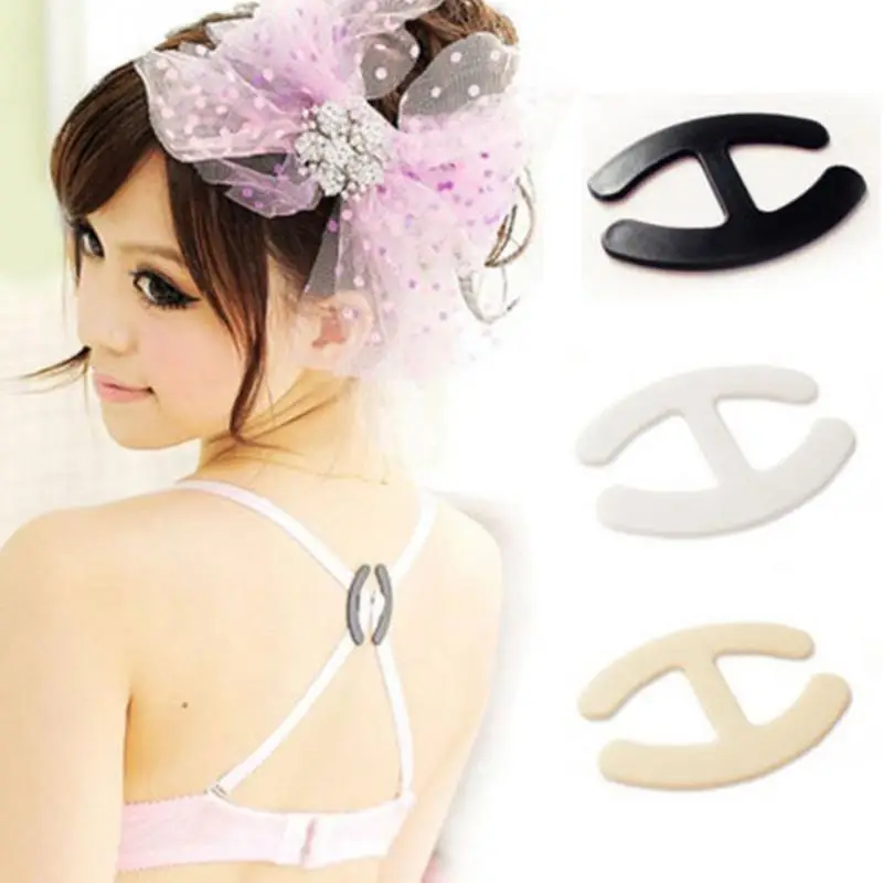 

New 10Pcs Plastic Bra Buckles Shadow-Shaped Underwear Fasteners Bra Clips Strap Holders Random Color