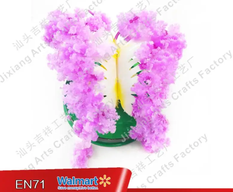 

2019 11x9cm Pink Paper Magic Growing Butterfly Tree Magically Grow Christmas Trees Arbre Magique Kids Science Toys For Children