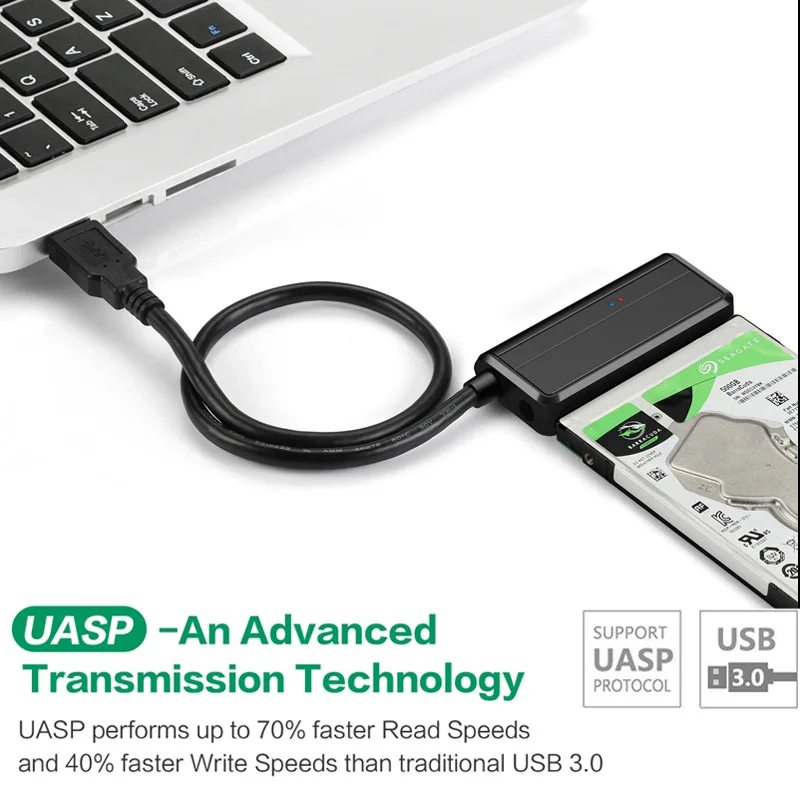 Powstro зарядный кабель SATA к USB 3,0 кабель из алюминиевого сплава 2,5 дюйма 3,5 дюйма Жесткий приводной удлинитель кабель черного цвета