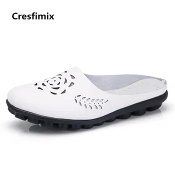 

Cresfimix zapatos de mujer women fashion comfortable floral printed leather loafers lady casual genuine leather flat shoes c2120