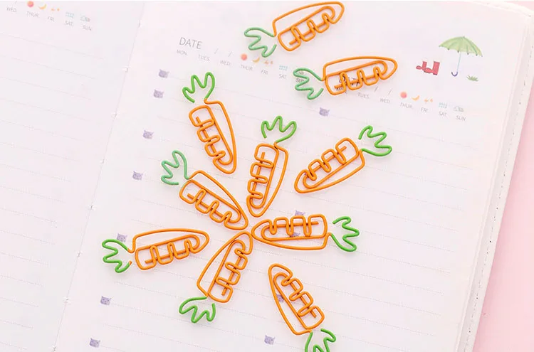 10 шт./компл. морковь скрепки для бумаги в форме творческий милый мультфильм девушка иглы простой канцелярские закладки булавки офисные школьные принадлежн