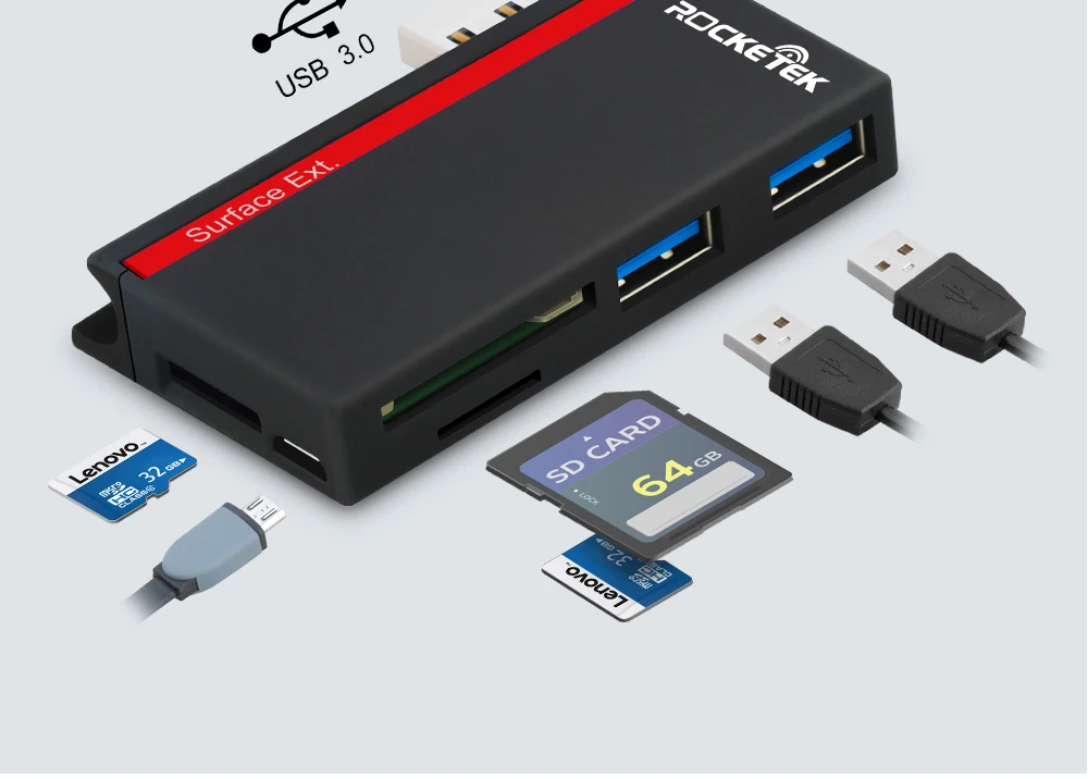 Игровая мышь Rocketek usb 3,0 мульти концентратор usb 5 в 1 устройство чтения карт памяти Адаптер для SD/TF micro SD Microfoft Surface Pro 3/4/5/6 ноутбук компьютер