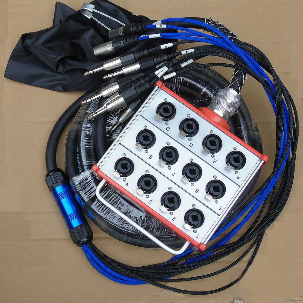 KUILONG Pro Audio 12 channel Stage Snake Cable with XLR COMBO JACK BOX ...