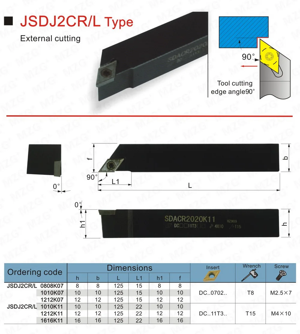 MZG JSDJ2CR0808H07 8*8 10*10 мелких деталей, держатели инструментов для обработки, прямые режущие инструменты, металлические разделительные перед поворотом стержней
