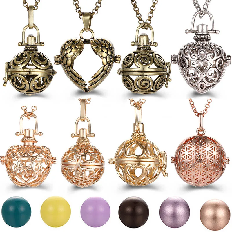 New Mexico Chime Hollow Zircon Vintage Necklace Jewelry Music Ball Essential Oil Pregnancy Necklace Summer Romantic Accessories