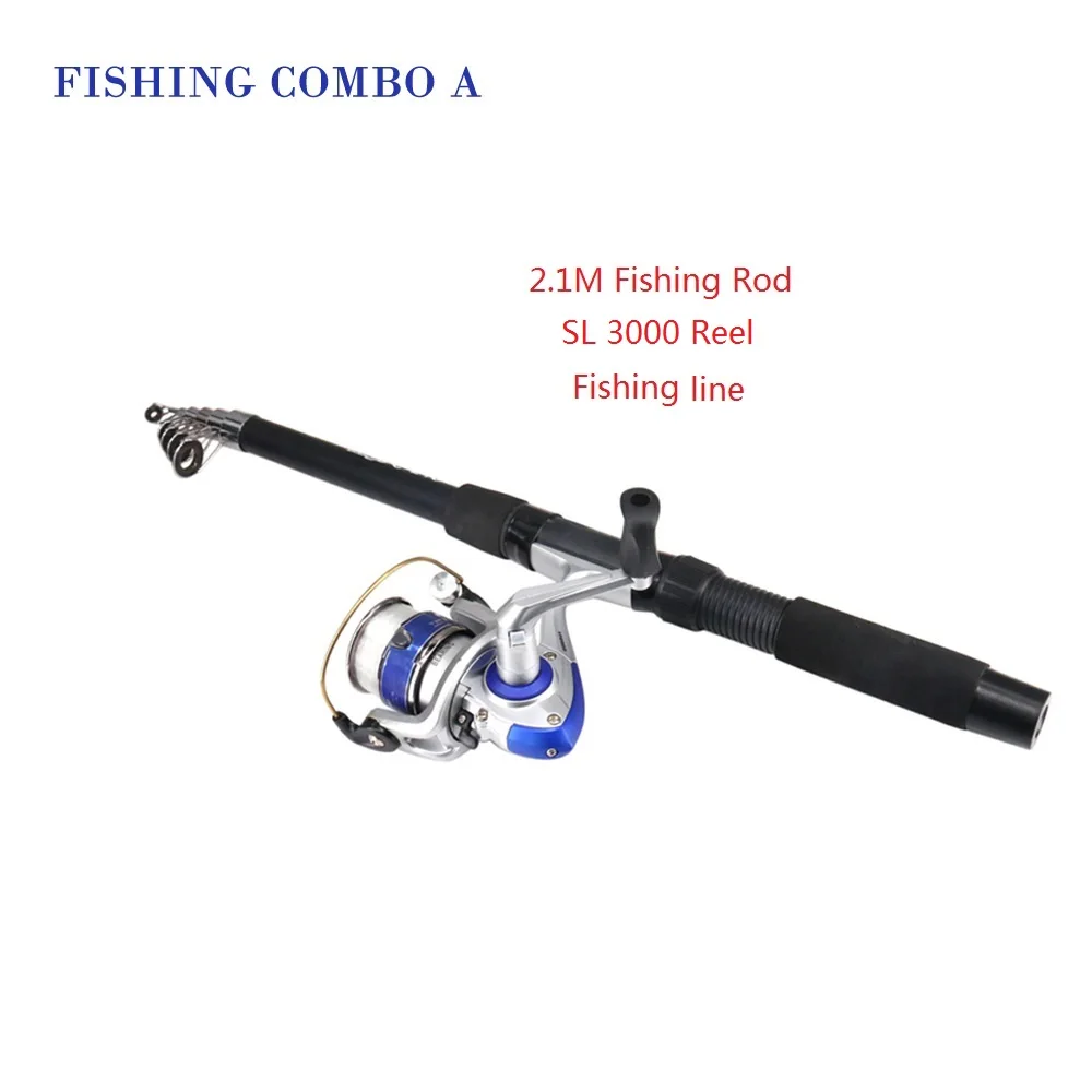DEUKIO FRP Fishing Rod Combo 2.1m Telescopic Fishing Pole Spinning Reel Line Set Fishing Hook Swivel Connectors Bell Tool Kits DEUKIO FRP Fishing Rod Combo 2.1m Telescopic Fishing Pole Spinning Reel Line Set Fishing Hook Swivel Connectors Bell Tool Kits