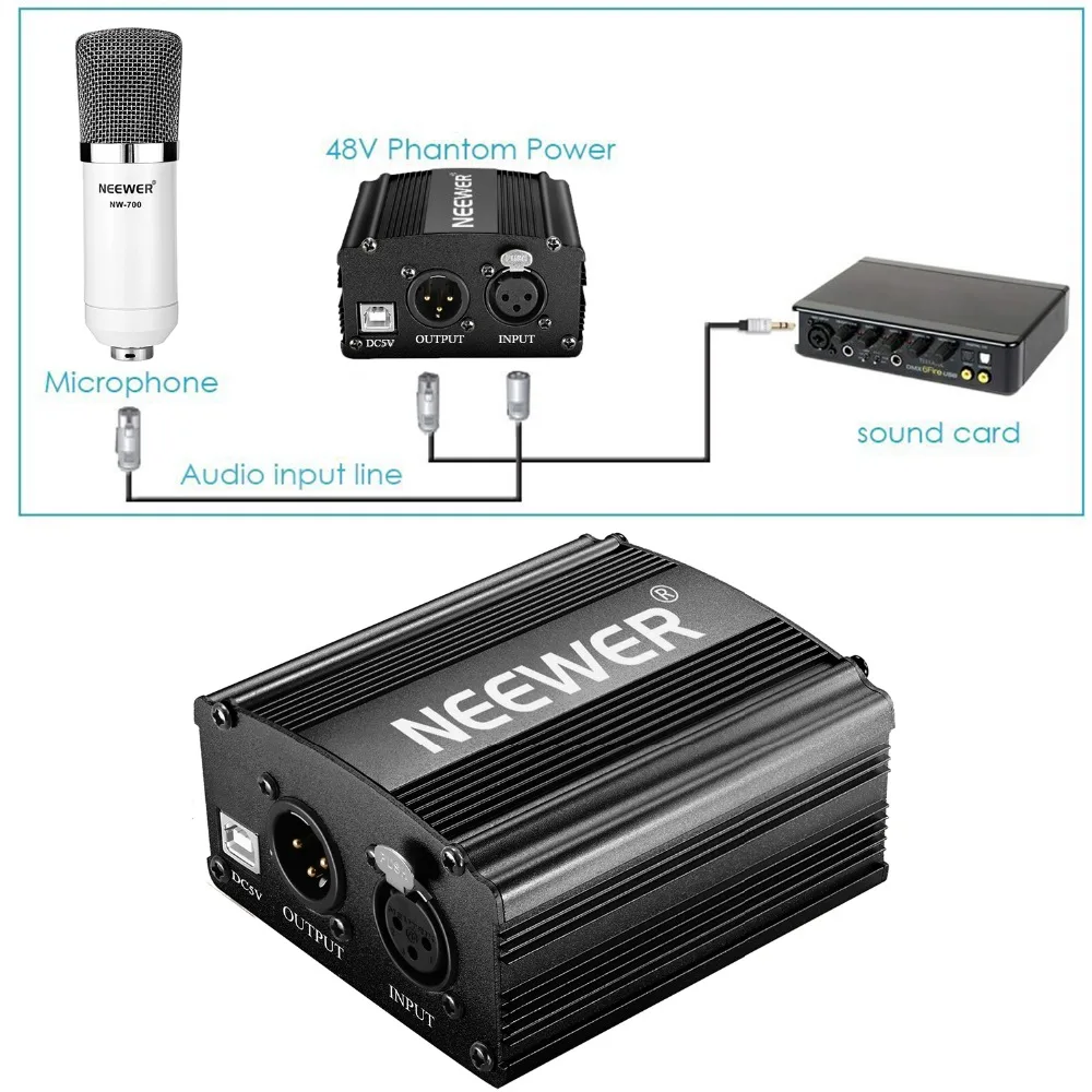 Neewer NW 700 конденсаторный микрофон комплект с USB 48 В фантомный источник питания + 35