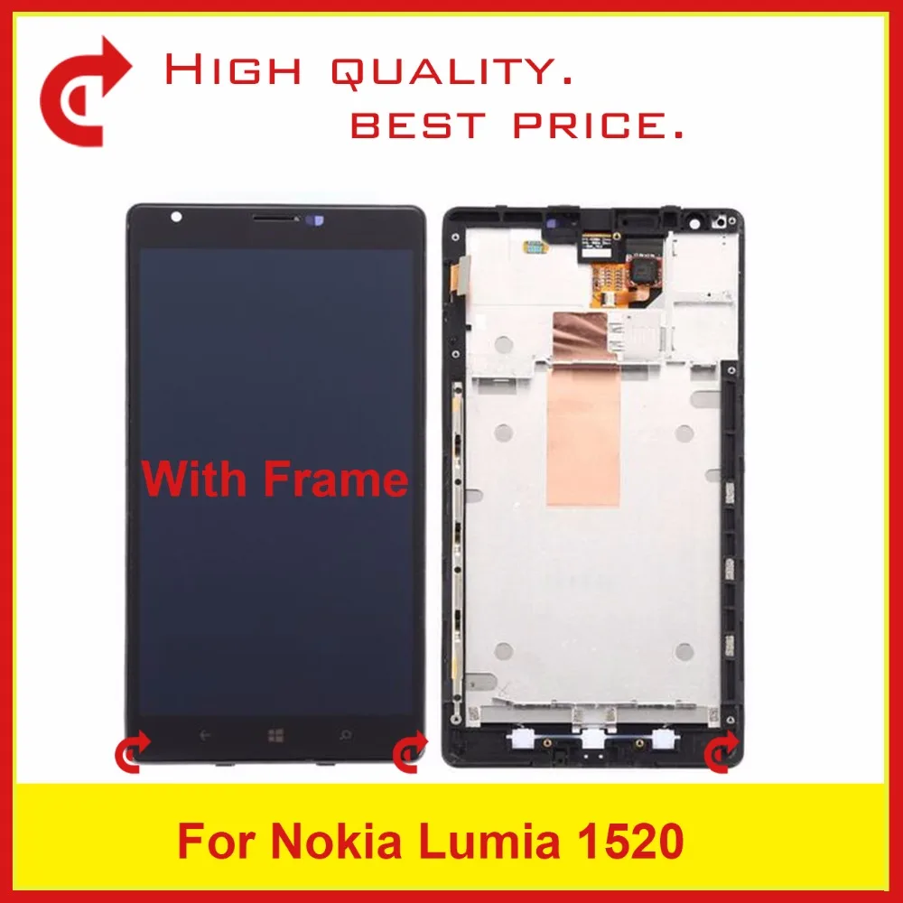

5Pcs/lot 6.0'' For Nokia Lumia 1520 Full Lcd Display With Touch Screen Digitizer Sensor Panel Assembly Complete With Frame