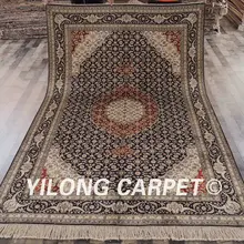 YILONG 6'x9' красные и темно-синие восточные небольшие ковры из шелка ручной работы турецкий Шелковый ковер(LH445B6x9