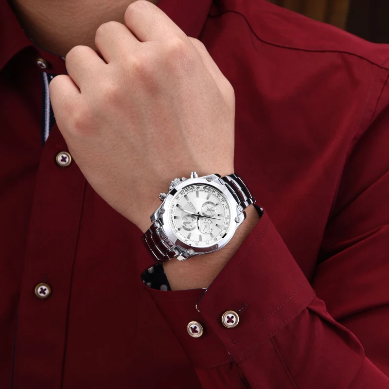 Curren брендовые Модные мужские военные повседневные спортивные часы из нержавеющей стали, водонепроницаемые кварцевые наручные часы relogio masculino, распродажа