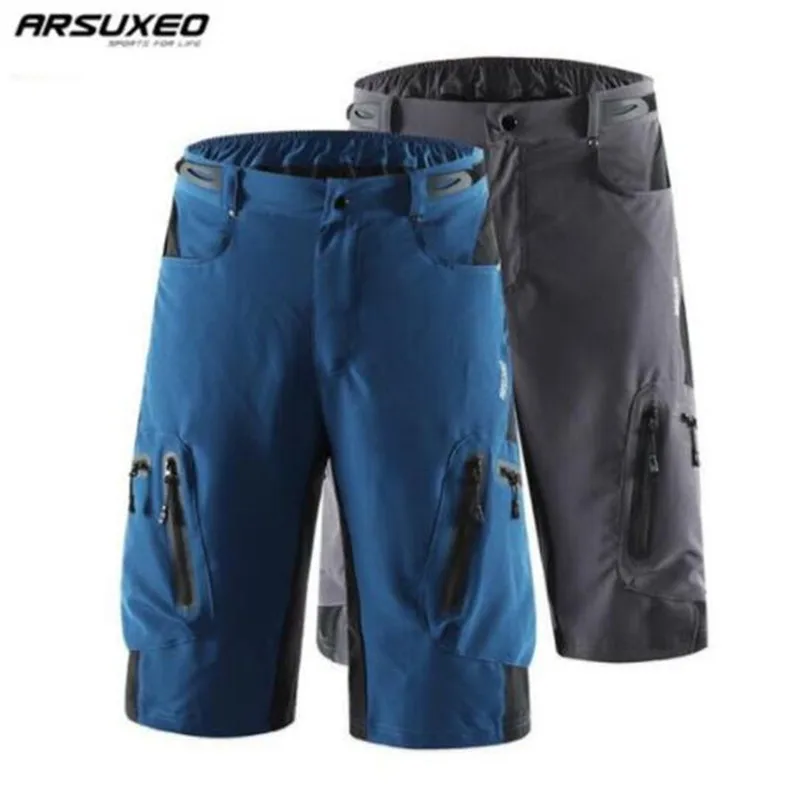 ARSUXEO Mens MTB Downhill Shorts Men Mountain Bicycle Cycling Breathable Water Resistant Short Mountain Bike Short