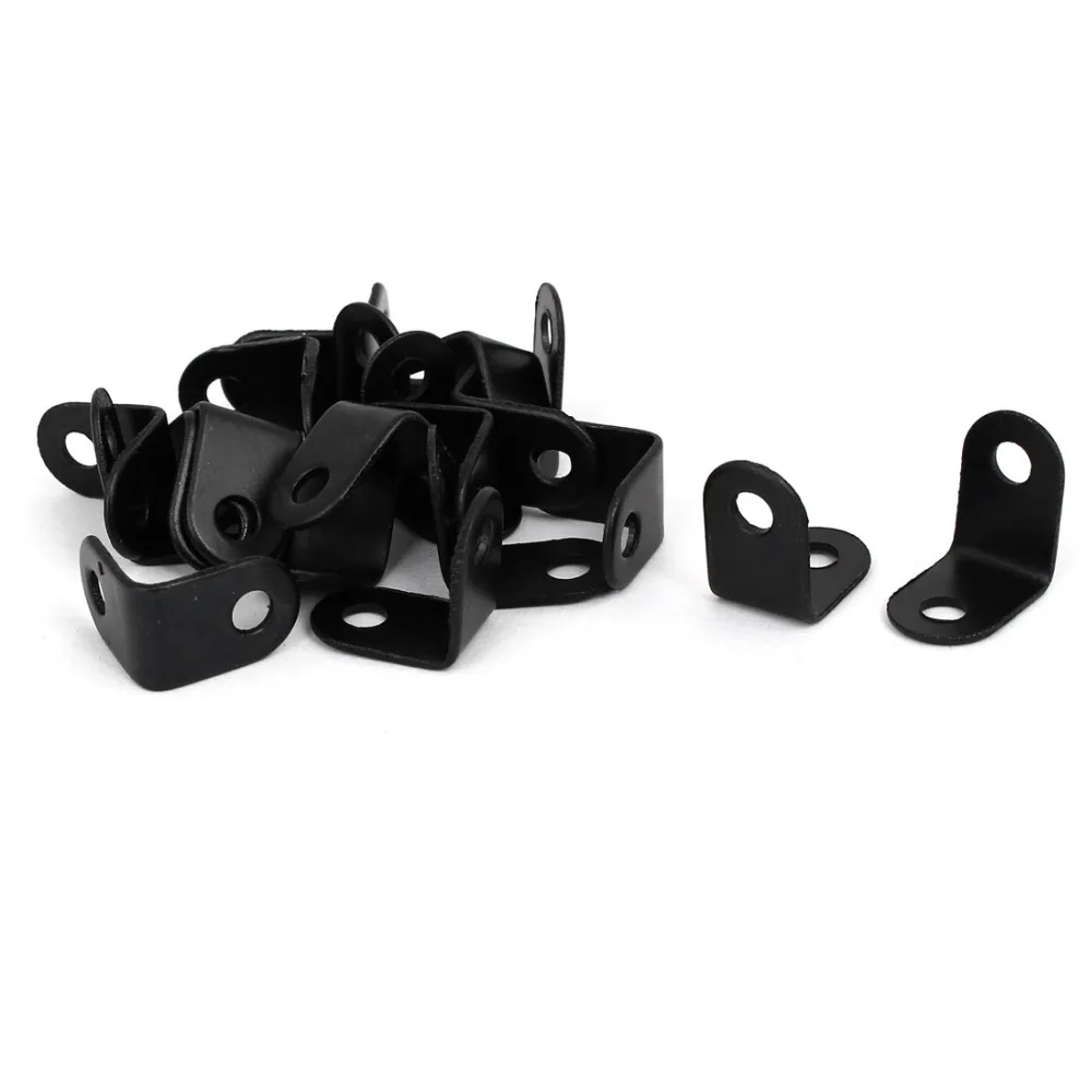 UXCELL 16mmx10.5mmx16mm L Shape Metal Angle Brackets Corner Braces Black 20pcs