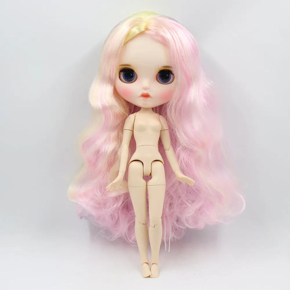 Кукла Blyth, 1/6, ручная роспись, матовое лицо, белая кожа, милый розовый, смешанный цвет, завитки, ручная работа, части для глаз, сделай сам, BJD, SD игрушка, подарок - Цвет: Белый