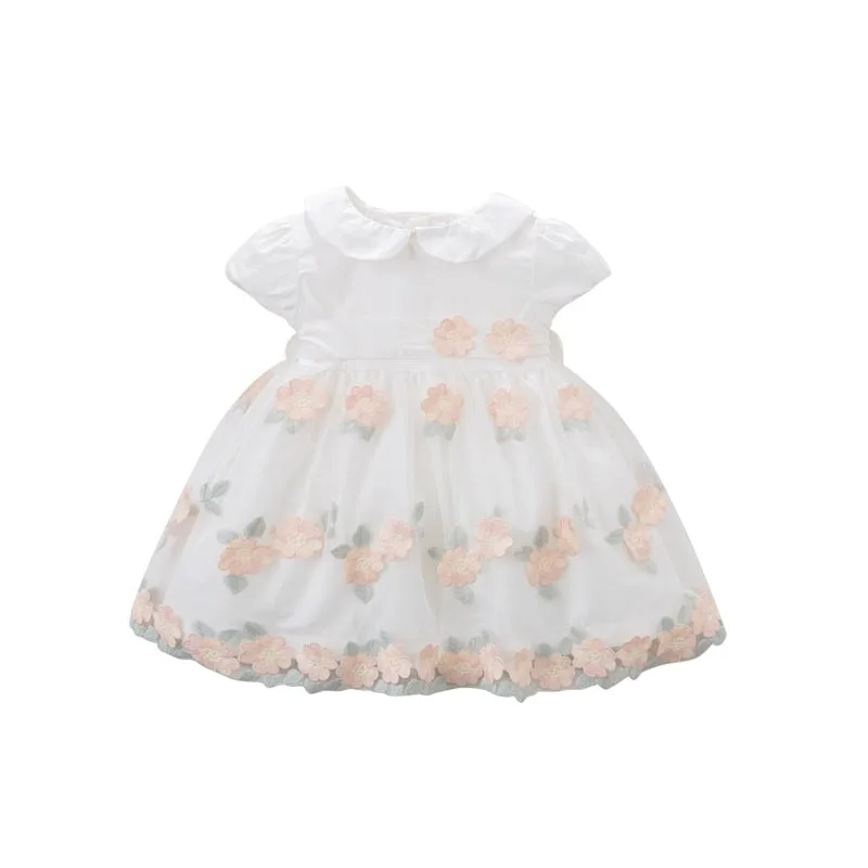 Dave bella/платье с вышитыми цветами для маленьких девочек; нарядное платье принцессы на свадьбу и День рождения; Эксклюзивная детская одежда с большим бантом - Цвет: flower
