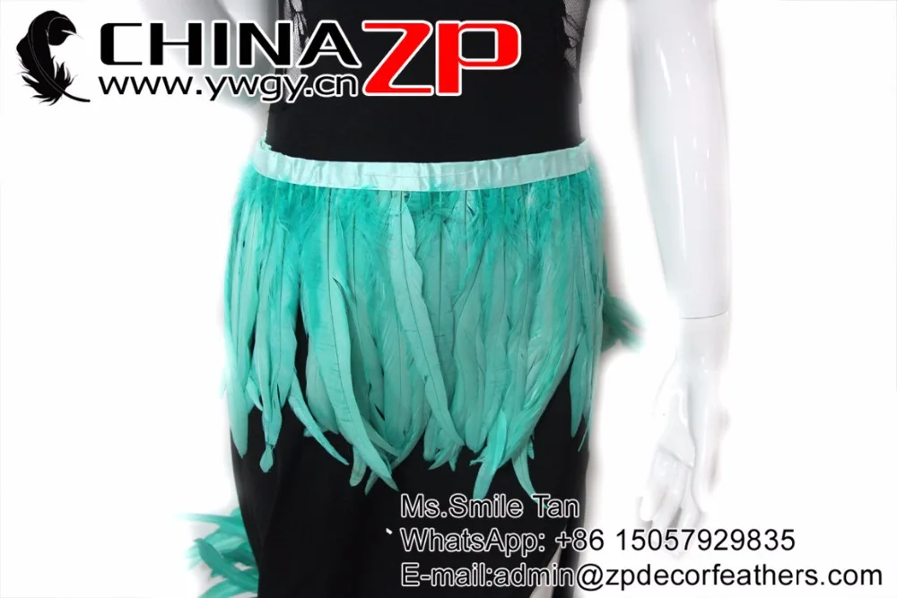 3-1 Aqua Green Rooster Coque Feather Trim (6)