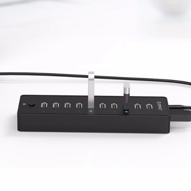 ORICO P10-U2 10 портов USB 2,0 концентратор 12 В 2.5A источник питания с 1,5 м кабель для передачи данных огнестойкий ABS для ПК Mac ноутбука