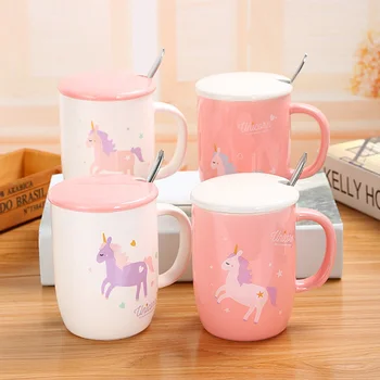 

Girl's Heart Unicorns Ceramic Cups,Creative Gift Cup Merry-Go-Round Mugs