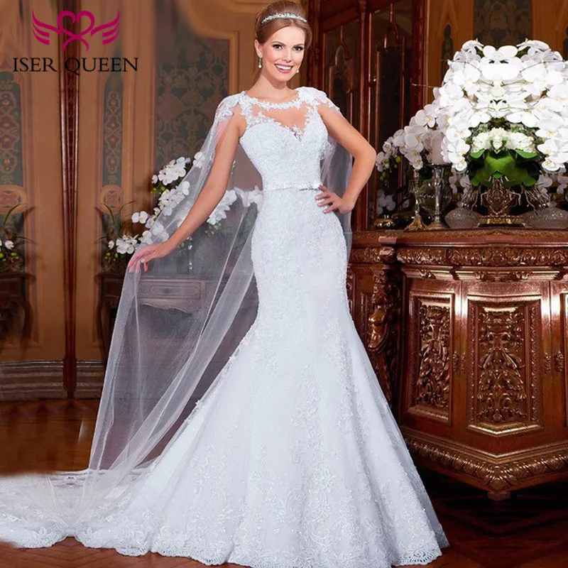 Vintage Lace Mermaid Wedding Dresses With detachable wrap ...