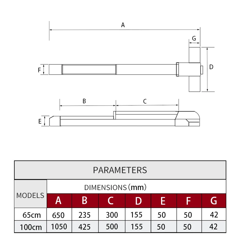 KAIDS Iron Paint Single Push Rod Lock Gate Bolt Fire Escape Doors Lock Anti-Panic Device Bar Exit Lock Push Bar Fire door lock