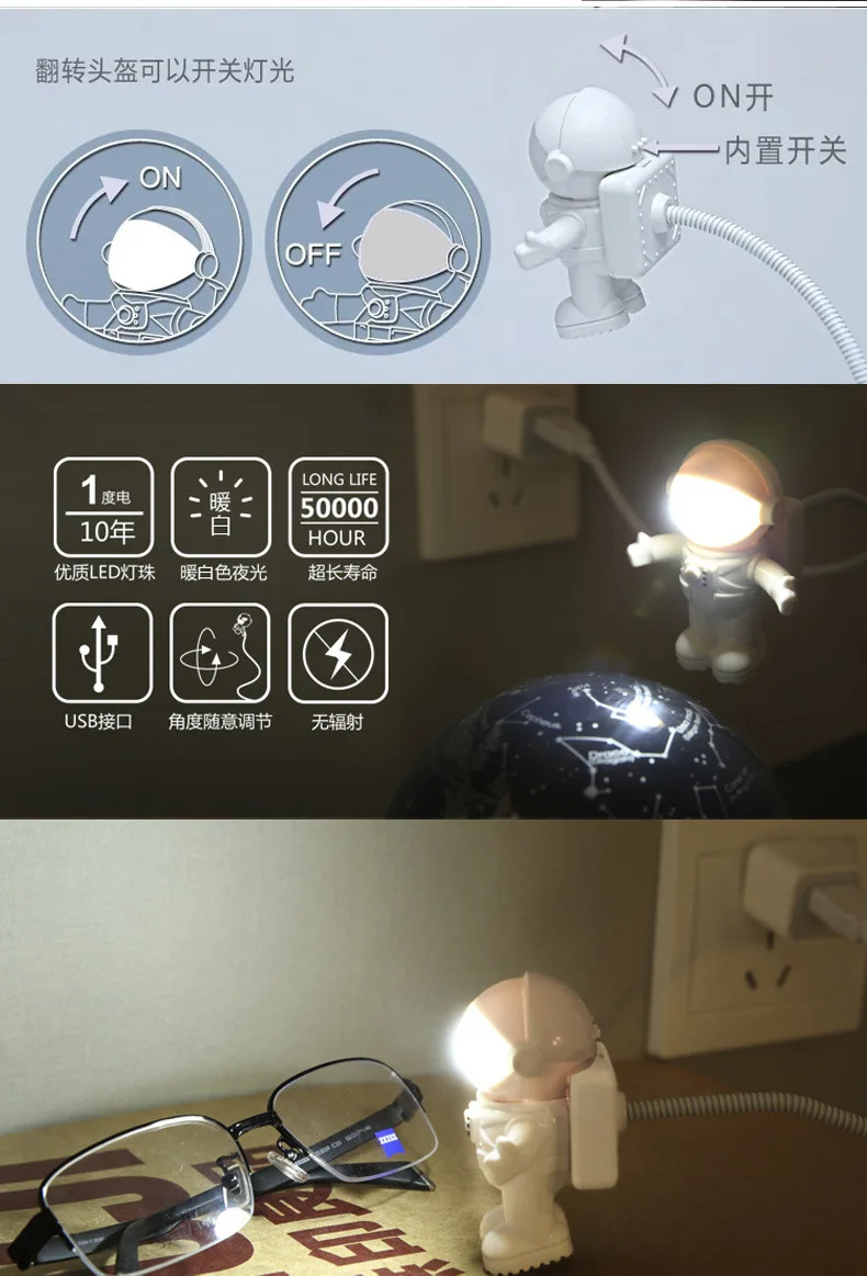 HOTFUN робот моделирование USB ночник лампа с зажимом гибкие декоративные