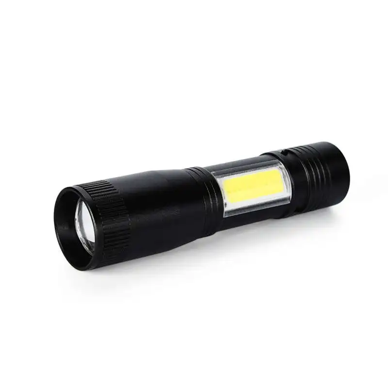 Super Bright Zoomable Mini LED Flashlight XPE Q5+COB LED Torch Lamp Penlight AA14500 4 Modes powerful led flashlight #4A30 (1)
