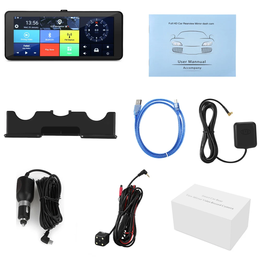 ZEEPIN 140 degree WiFi GPS 7'' Car DVR Dual Camera 4G Rearview Mirror Dash Cam ADAS Bluetooth Hands-free Car Driving Recorder