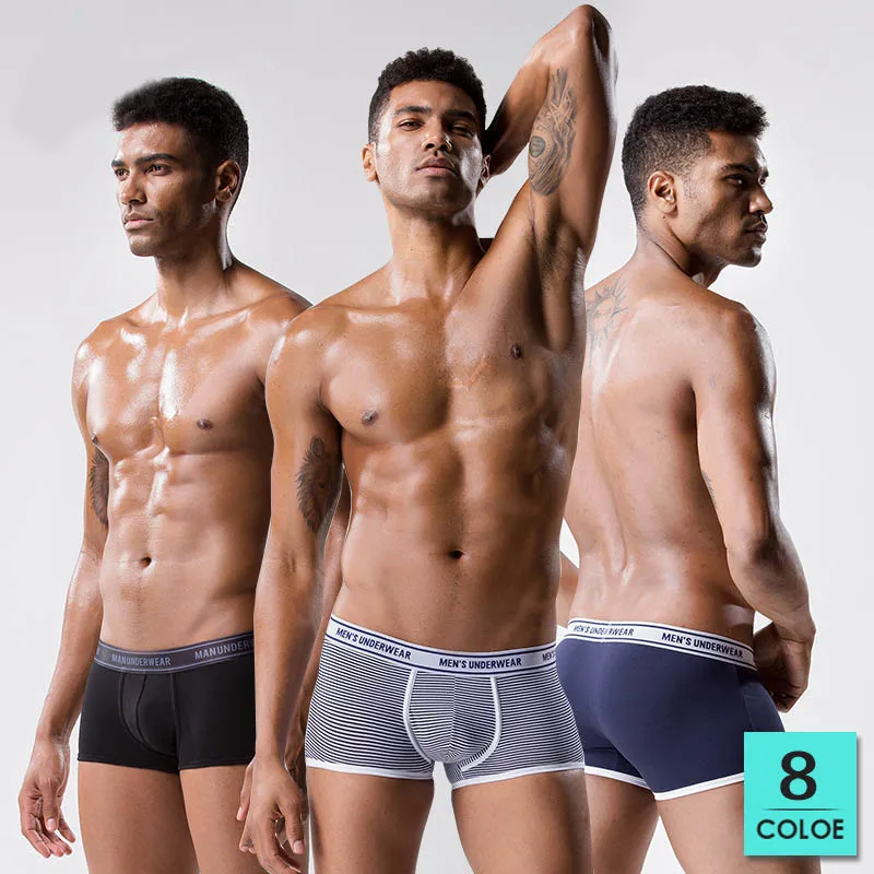 

Fashion Youth Man Sexy Cotton Underwear Breathable Soft Male Boxer Shorts U Pouch Stripe Cueca Calzoncillos Slim Mens Underpants