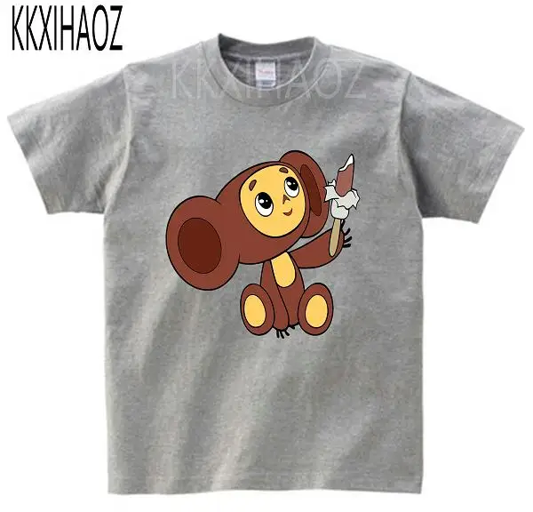 Детская футболка с забавным принтом «Русская Чебурашка» летние хлопковые топы с рисунками для мальчиков и девочек детская футболка MJ4234 - Цвет: White childreT-shirt