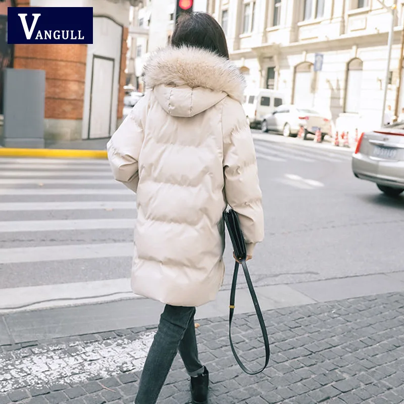 VANGULL элегантное пальто с меховым воротником 2020 новая зимняя Толстая куртка