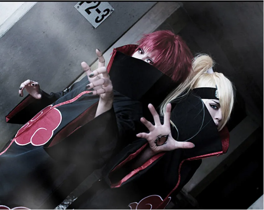 

2017Hot Sale Anime Naruto Akatsuki /Uchiha Itachi Cosplay Halloween Christmas Party Costume Cloak Cape ,cosplay costume