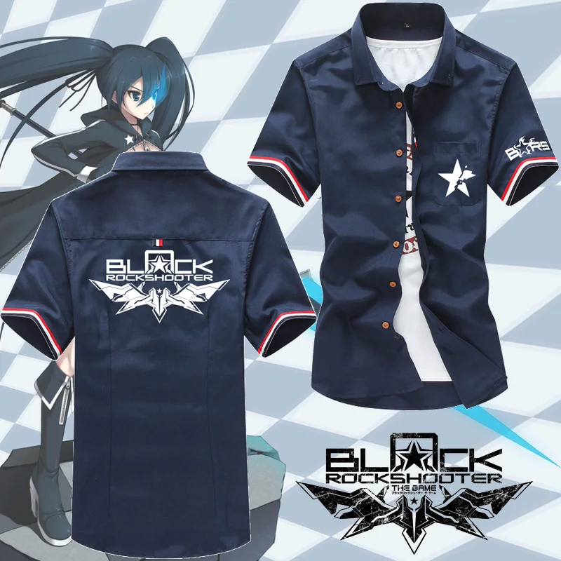 Обувь для косплея; аниме BLACK ROCK SHOOTER Косплэй футболка Для мужчин Для женщин Летняя обувь для студентов на каждый день Повседневное Тонкий облегающий короткий рукав рубашки, футболки, топики