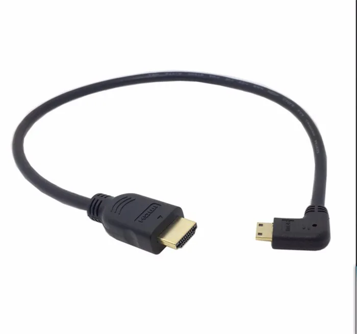 0,5 м угол 90 градусов мини HDMI к HDMI Мужской M/M Кабельный разъем V1.4 для цифровой зеркальной видеокамеры ЖК-монитор