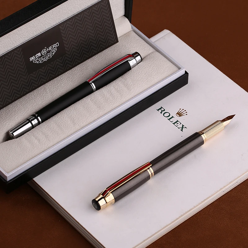 Коллекционная чернильная ручка Hero 200E 14K Gold матовая черная/серая